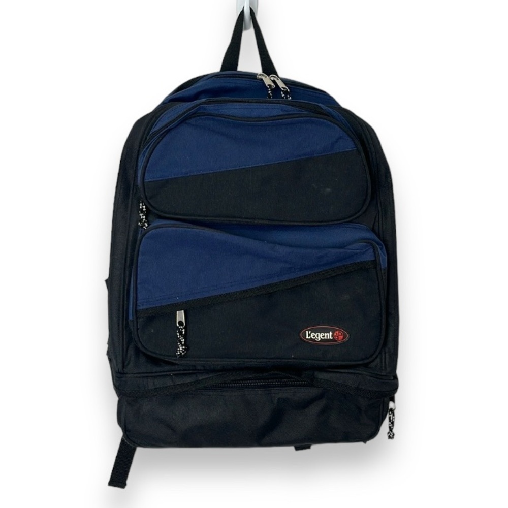 L’egent School Work Backpack Blue Black Multi Compartment Padded Back Straps